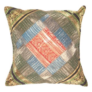 Pasargad DC Vintage Sari Silk Square Pillow Case For Sale