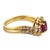 Vintage Ruby Diamond 18k Yellow Gold Swirl Ring, Size 5.5 For Sale - Image 4 of 6