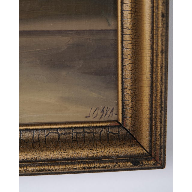Interior Painting Lady at the Piano in Gilt Frame from the 1930s For Sale - Image 6 of 8