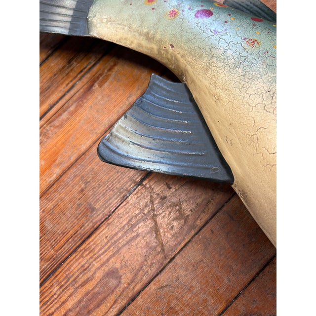 Large Vintage Painted Folk Art Fish Trade Sign For Sale - Image 10 of 16
