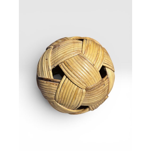 1970s Handwoven Rattan Decorative Spheres – Set of 3 For Sale - Image 4 of 5
