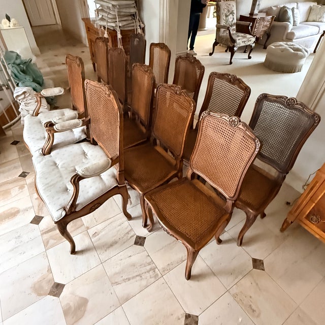 Brown Set of 12 Caned Dining Chairs For Sale - Image 8 of 14