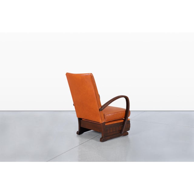 Vintage French Art Deco Leather and Walnut Lounge Chairs, 1940s For Sale - Image 12 of 14