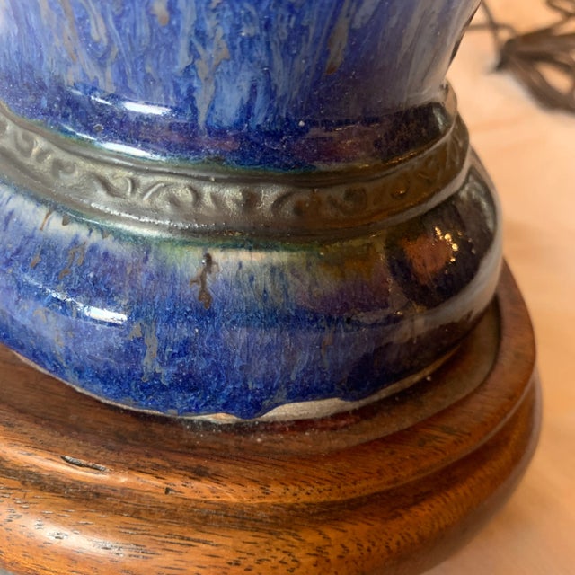 Early 19th Century Chinese Oval Blue Porcelain Vase Lamp For Sale In South Bend - Image 6 of 10