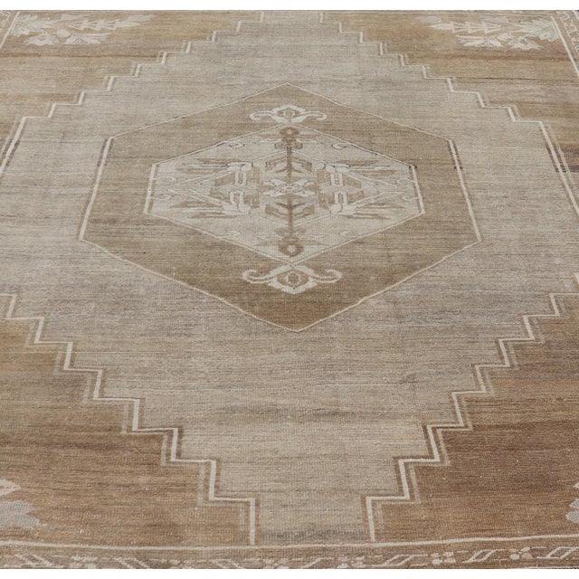 Turkish Vintage Kars Rug in Brown Background With Gray and Hints of Green For Sale In Atlanta - Image 6 of 14