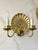 Metal Mid Century Hollywood Regency Style Brass Shell Two Light Electric Wall Sconce - A Pair For Sale - Image 7 of 11