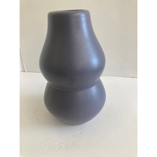 Mid Century Matte Charcoal Glazed Ceramic Gourd Vase For Sale - Image 9 of 9