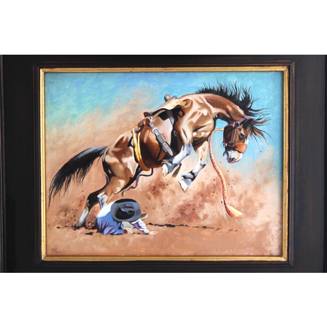 Fabulously dynamic and colorful MARK KOHLER Original Oil Painting "Under the Gun" Framed 20 1/2” x 17 1/2” Art 13 1/2” x...