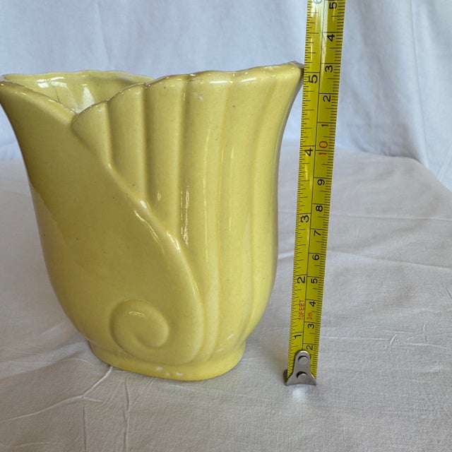 Belle Kogan Art Deco Vase Yellow Belle Kogan for Fredericksburg Arts Pottery Planter For Sale - Image 4 of 9
