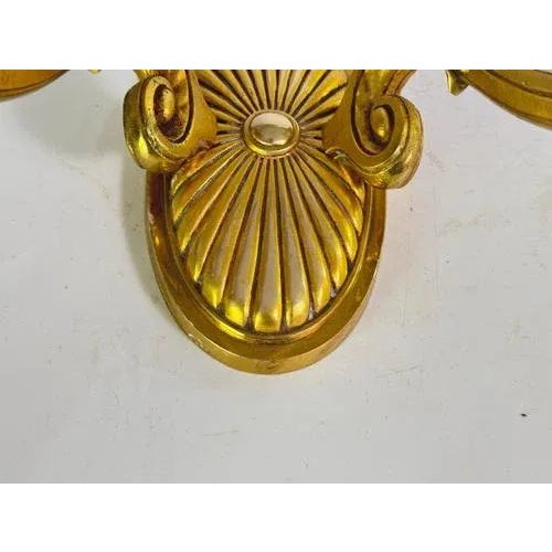 Vintage French Bronze Sconces in Gold Color, 20th Century, Set of 2 For Sale - Image 4 of 8