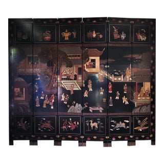 Mid 20th Century Six Large Panel Chinese Coromandel Export Screen For Sale