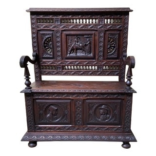 Antique Breton Chest Bench, 1880 For Sale