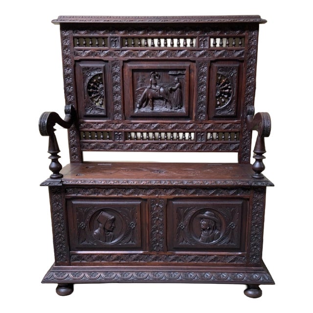 Antique Breton Chest Bench, 1880 For Sale