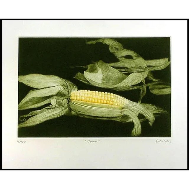 1980s GH Rothe "Corn" Signed Original Color Mezzotint Etching Art For Sale In Denver - Image 6 of 6