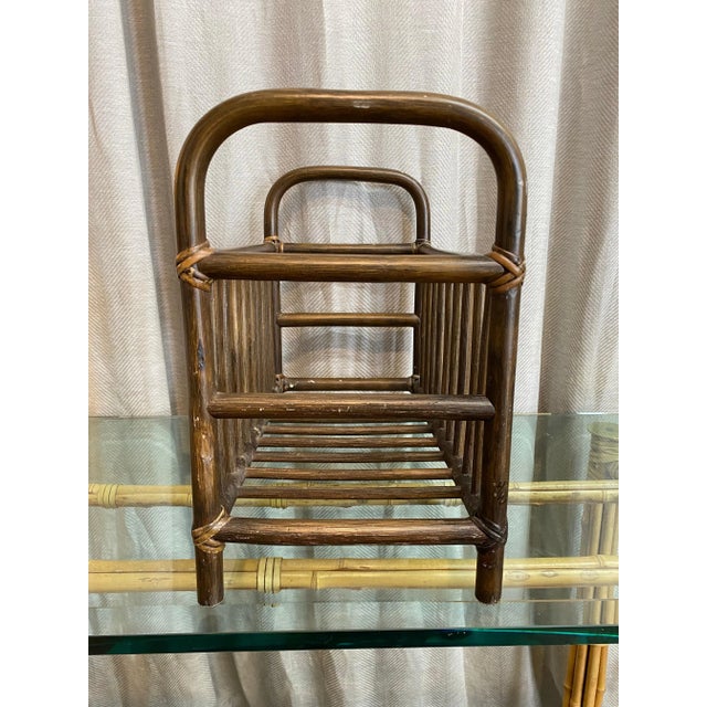 Mid-Century Modern Natural Bamboo Racionalist Magazine Rack For Sale - Image 3 of 4