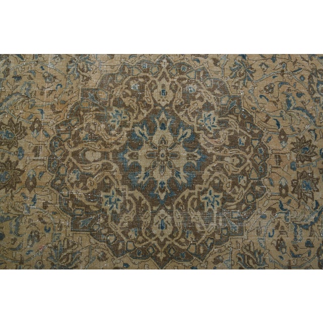 1970s Vintage Persian Handmade Wool Cotton Brown Area Rug For Sale - Image 10 of 11