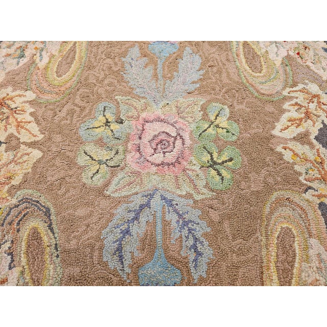 Vintage Hand-Hooked Rug, Floral Pattern, Wool & Cotton, American Folk Art, 3x4 For Sale - Image 14 of 16