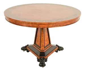 Baker Furniture Stately Homes Collection Burl Wood and Parcel Ebonized Regency Center Table