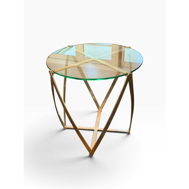 John Vesey John Vesey Steel & Glass Top Spool Drinks or Side Table For Sale - Image 4 of 4