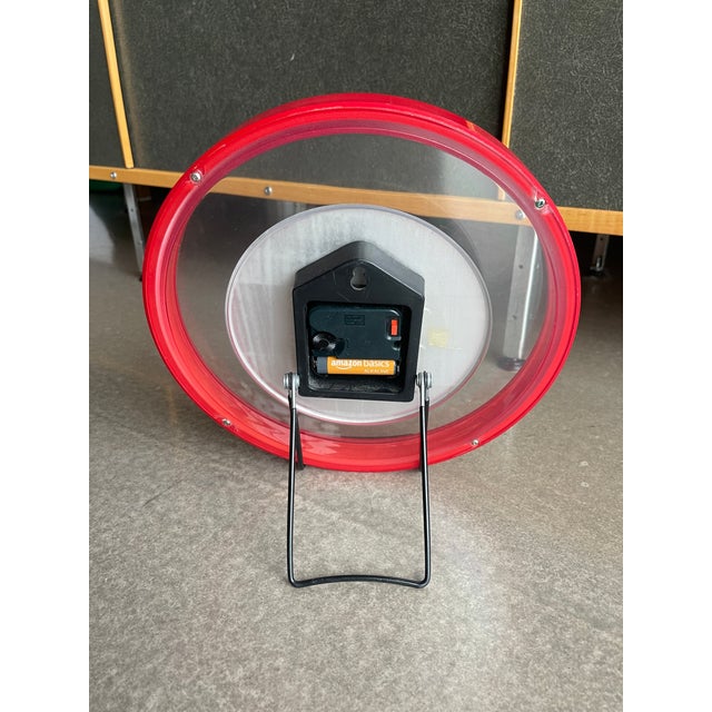 Vintage Howard Miller Red Memphis Postmodern Wall Clock Floating For Sale - Image 10 of 10