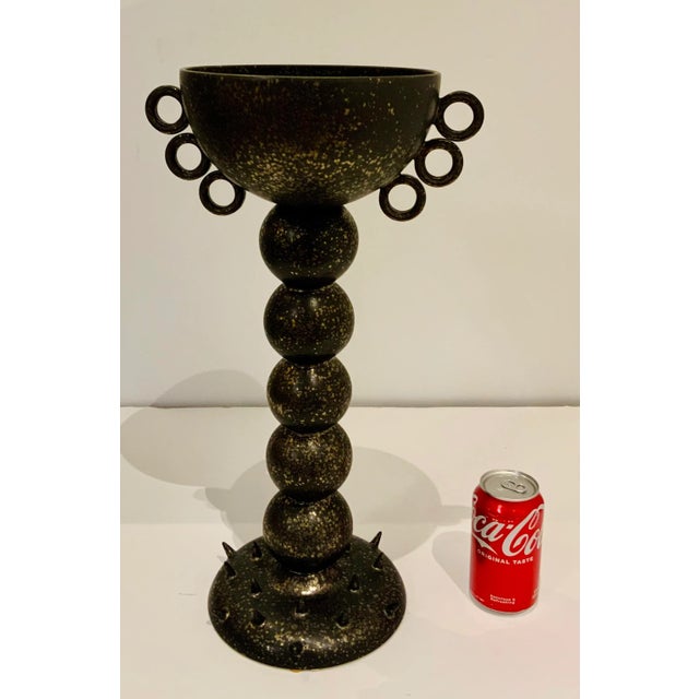 2020s Global Vies Modern Bronze Finished Spiked Ring Vase For Sale - Image 5 of 6