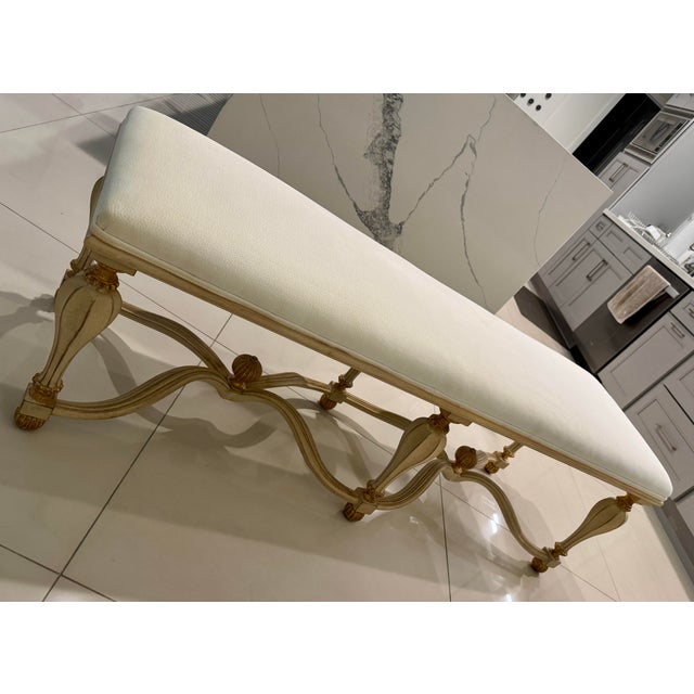 Late 20th Century Vintage Ivory Bench For Sale - Image 5 of 6