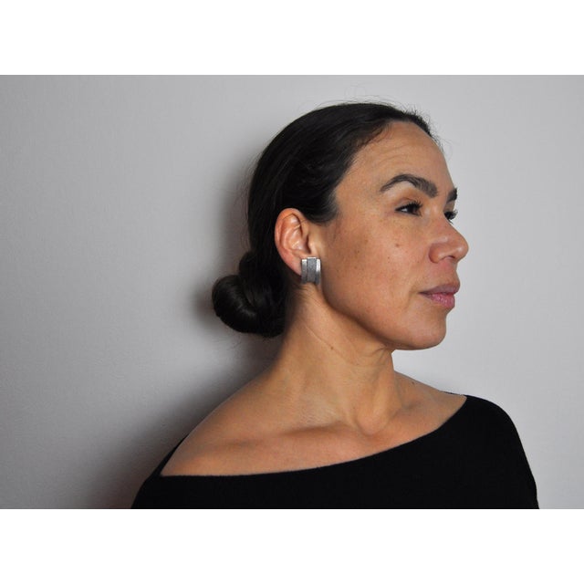 Silver Danish Modernist Ear-Clips in Sterling Silver, 1970s-1980s, Set of 2 For Sale - Image 8 of 9