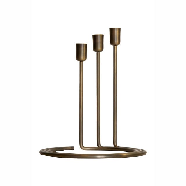 Italian Bronzed Brass Sirio Candleholders, Set of 3 For Sale - Image 6 of 6