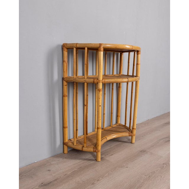 Mid-Century Modern Vintage Italian Bamboo and Wicker Console Table, 1960s For Sale - Image 3 of 11