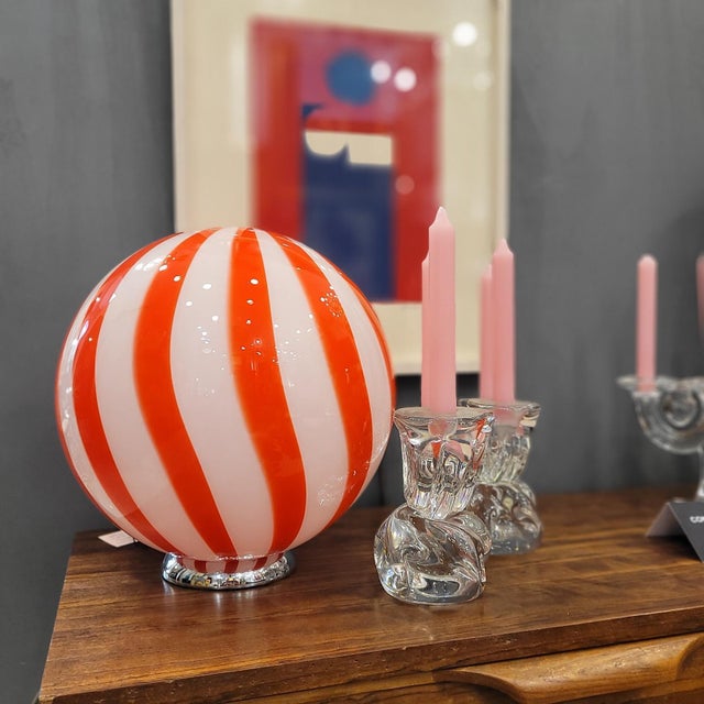 Table Lamp with Blown Glass Globe, 1980s For Sale - Image 3 of 18