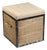 Faye Burlap/Oak Tufted Top Storage Cube For Sale