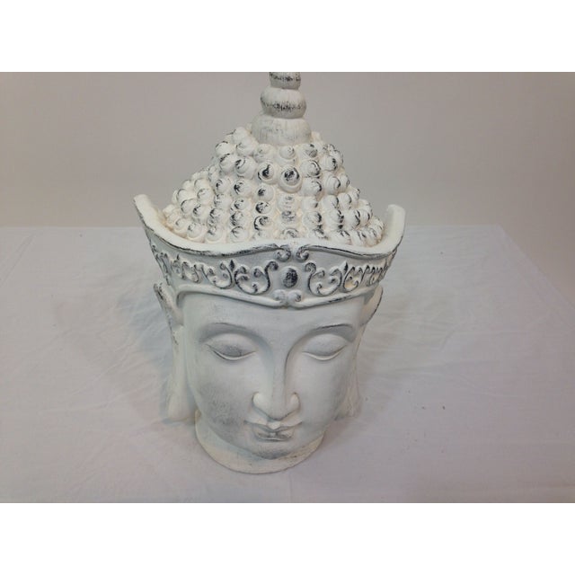 Large Plaster Buddha Head Statue Chairish