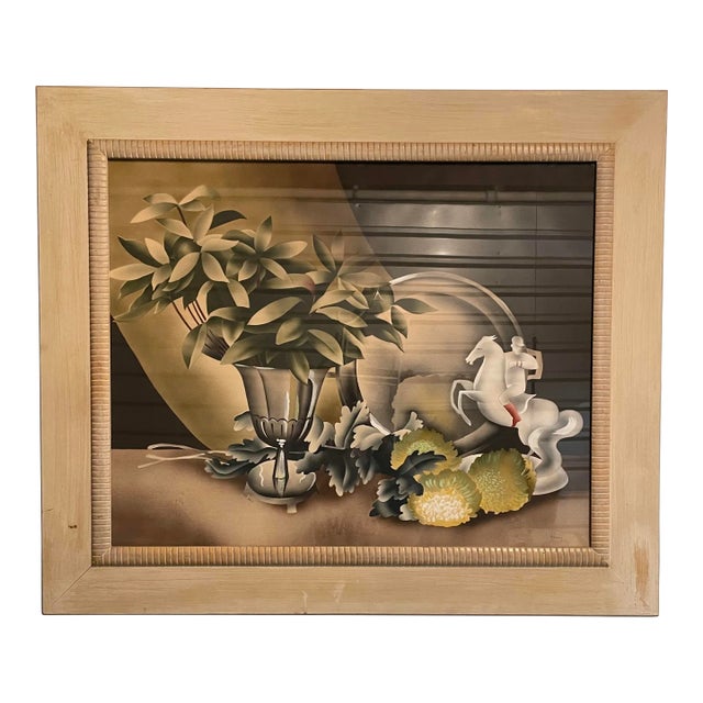 Vintage Benjamin Harris Airbrush Watercolor Still Life Huntsman Painting For Sale