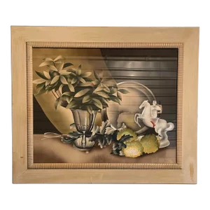 Vintage Benjamin Harris Airbrush Watercolor Still Life Huntsman Painting