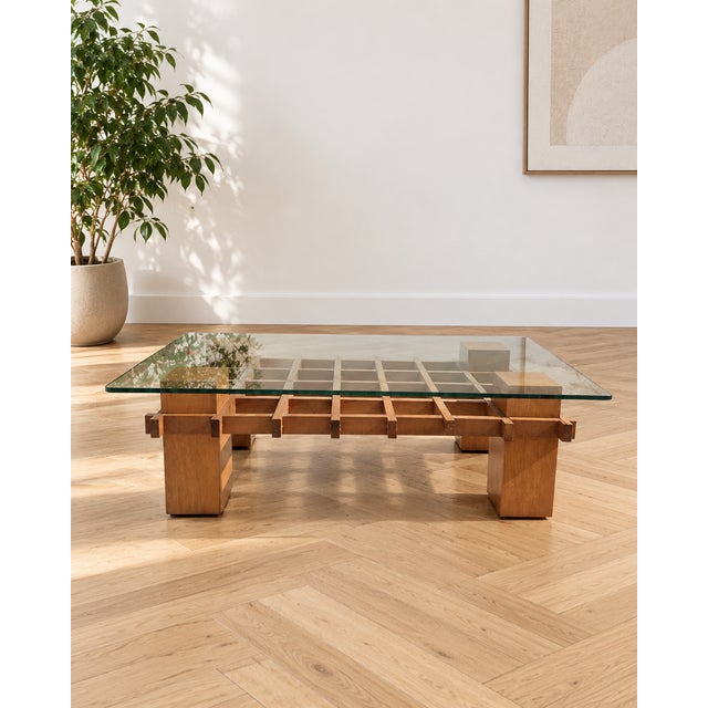 Mid-Century Modern Mid-Century Modern Italian Wood and Glass Coffee Table, 1970s For Sale - Image 3 of 11