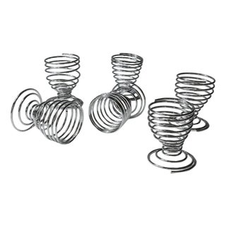 Vintage Space Age Spiral Egg Cups in Chrome Metal, Italy, 1970s, Set of 6 For Sale