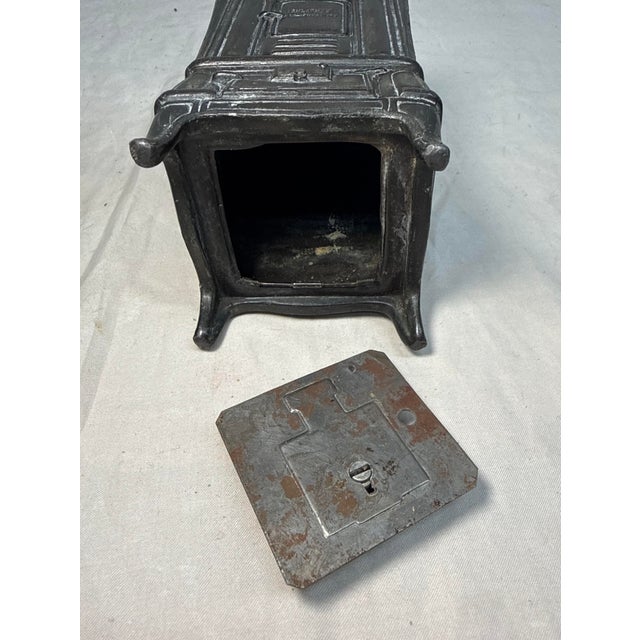 Antique 1930s-40s Vintage Globe Glow-Boy Metal Stove Advertising Coin Still Bank For Sale - Image 11 of 12