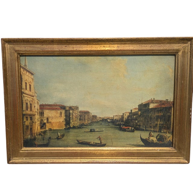 Italian Early 20th Century Italian Florentine Framed Venice Canal Art For Sale - Image 3 of 13