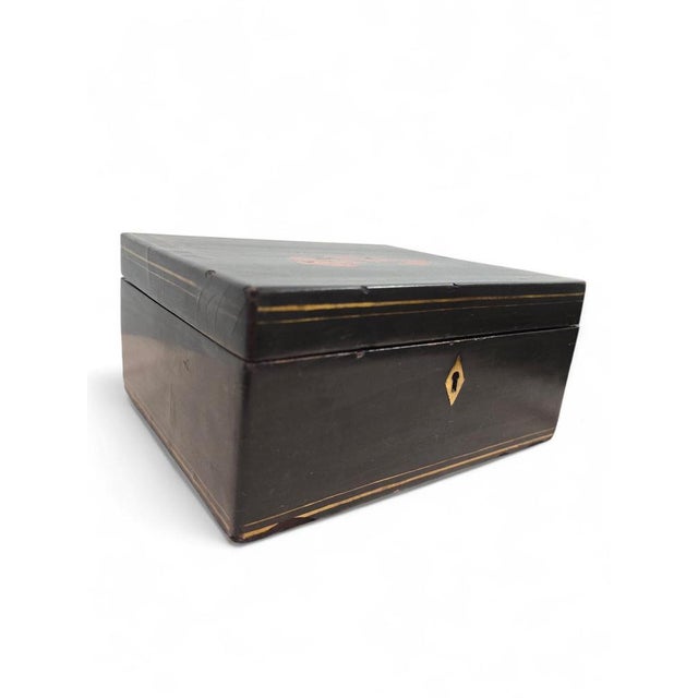 19th Century Chinese Lacquer Box with Engraved Metal Interior For Sale - Image 4 of 13