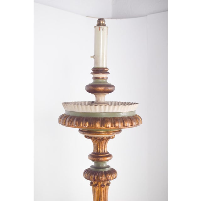 Large Antique French Carved Gilded Torch Lamp For Sale - Image 4 of 9