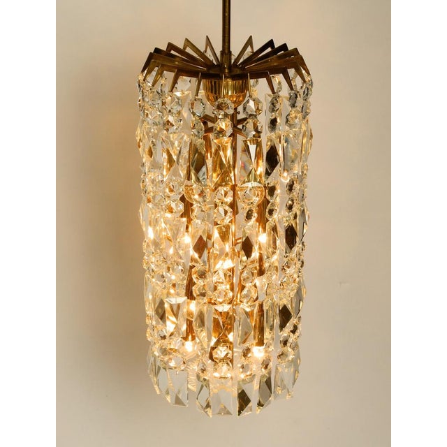 Mid-Century Brass Crystal Glass Chandelier from Vereinigten Werkstätten, 1950s For Sale - Image 14 of 18