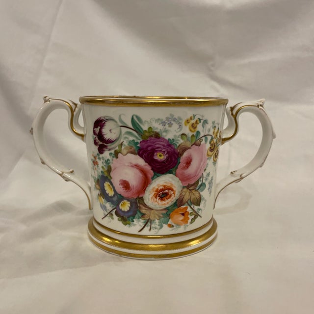 Fine antique English, porcelain loving cart, made by Coalport, circa 1840. Beautiful, hand-painted floral decoration with...