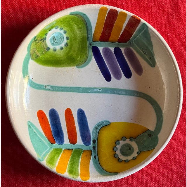 1960s Mid-Century Modern Hand Painted Italian Pottery Serving Bowl by Desimone Circa 1960's For Sale - Image 5 of 8