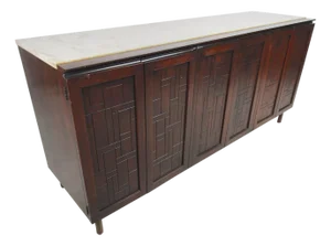 1960s Mid-Century Modern Credenza with Travertine Topper from John Stuart