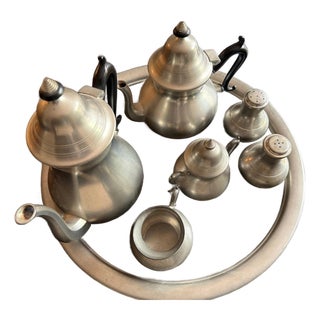 1950s Dutch Royal Holland 5 Piece Tea & Coffee Set with Salt & Pepper Shakers For Sale