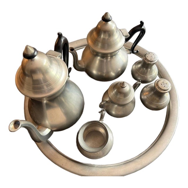 1950s Dutch Royal Holland 5 Piece Tea & Coffee Set with Salt & Pepper Shakers For Sale