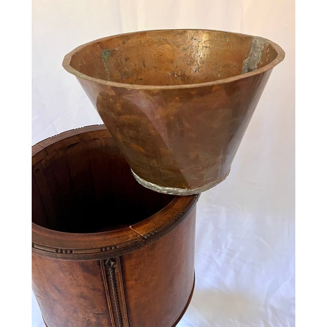 Antique Burl Wood Edwardian Plant Stand W/Copper Insert For Sale - Image 11 of 18