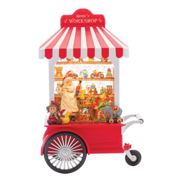LED Snow Globe Santa's Workshop Stand 10.75"H For Sale