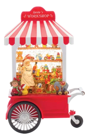 LED Snow Globe Santa's Workshop Stand 10.75"H