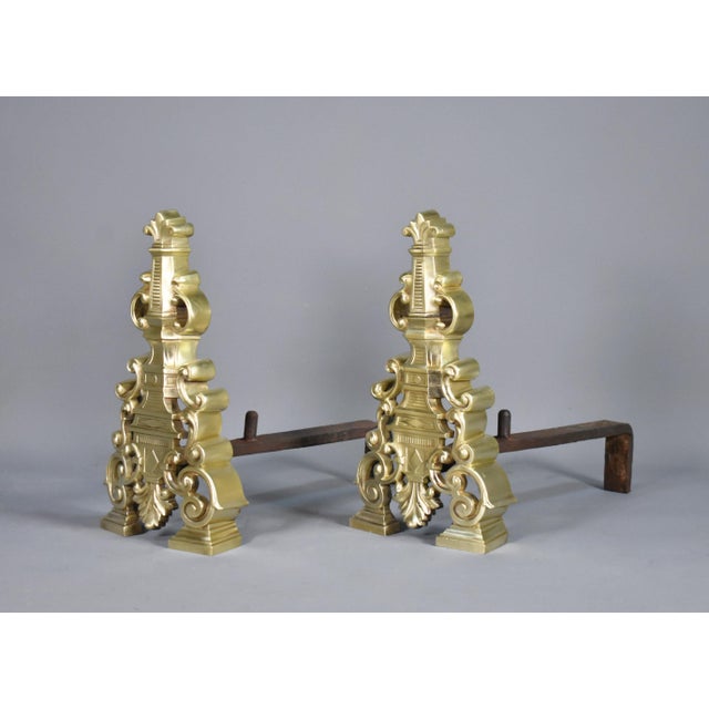 Early 20th-Century French Brass Fire Dogs, 1890s, Set of 2 For Sale - Image 4 of 16